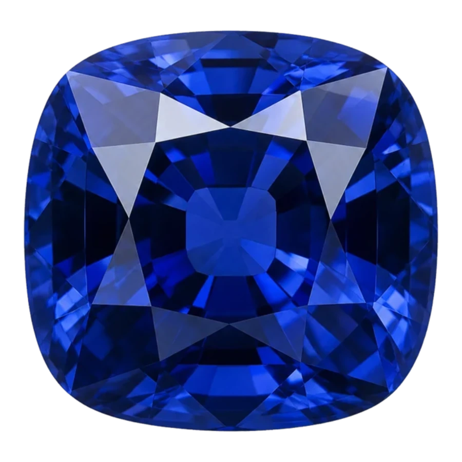 A cushion-cut blue sapphire